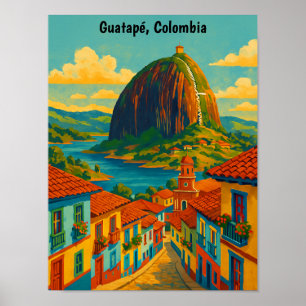 Farbige Guatape El Penol Rock Kolumbien Poster