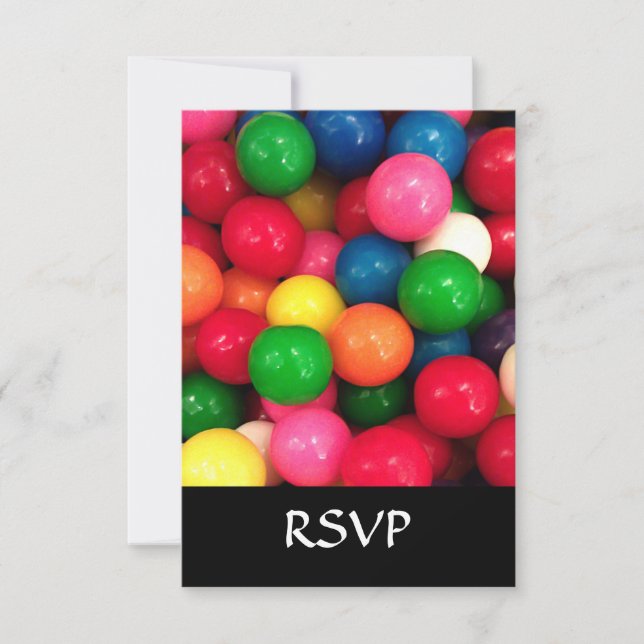 Farbige Gum Ball Candy RSVP Karte (Vorderseite)