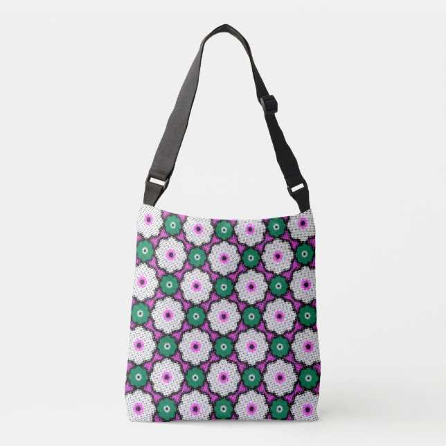 Farbige halftone Blume - rosa und grün Tragetaschen Mit Langen Trägern (Vorderseite)
