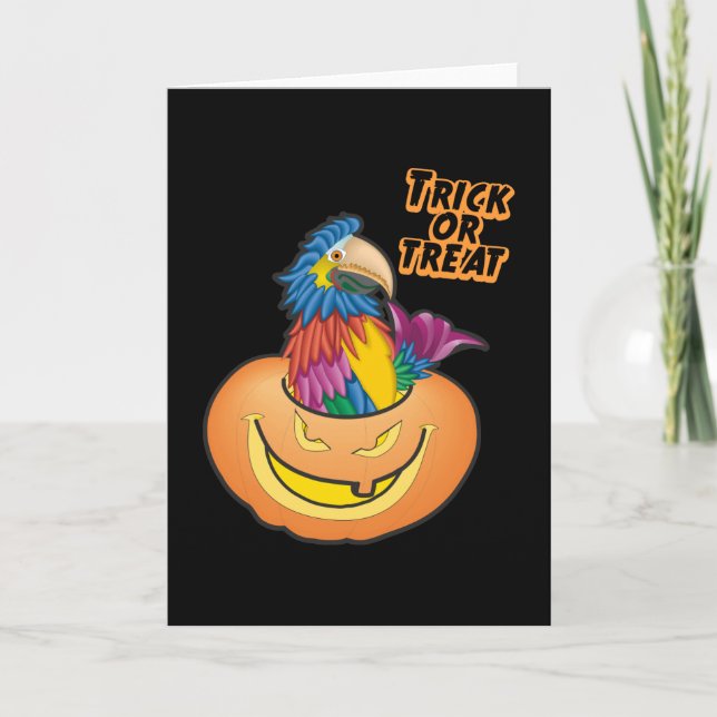 Farbige Halloween-Papagekarte Karte (Vorderseite)