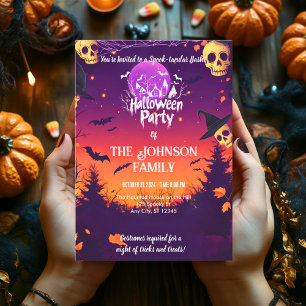 Farbige Halloween-Party-Einladung für die Familie  Einladung