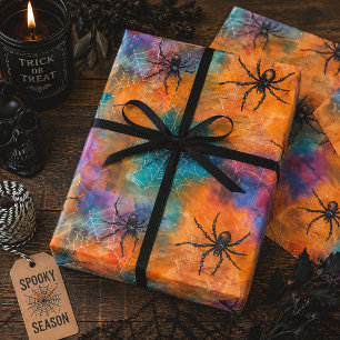 Farbige Halloween-Spinnen Aquarell Geschenkpapier