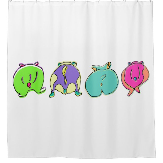 Farbige Hamster-Hintern Duschvorhang (Vorderseite)