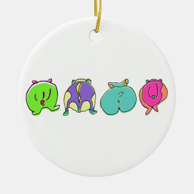Farbige Hamster-Hintern Keramik Ornament (Vorne)