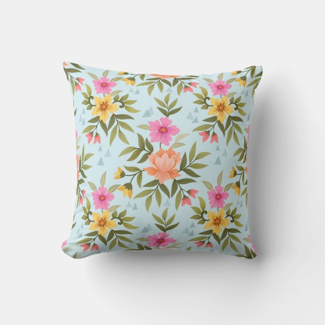 Farbige Hand Gezeichnet Blume Kissen Kissen (Vorderseite)