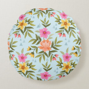Farbige Hand Gezeichnet Blume Rundkissen Rundes Kissen