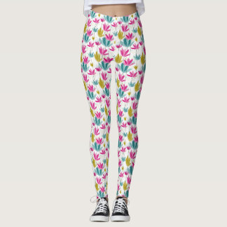 Farbige handbemalte Blattdruck-Leggings Leggings