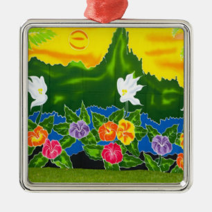 Farbige handbemalte Hüllen. Moorea, Französisch Ornament Aus Metall
