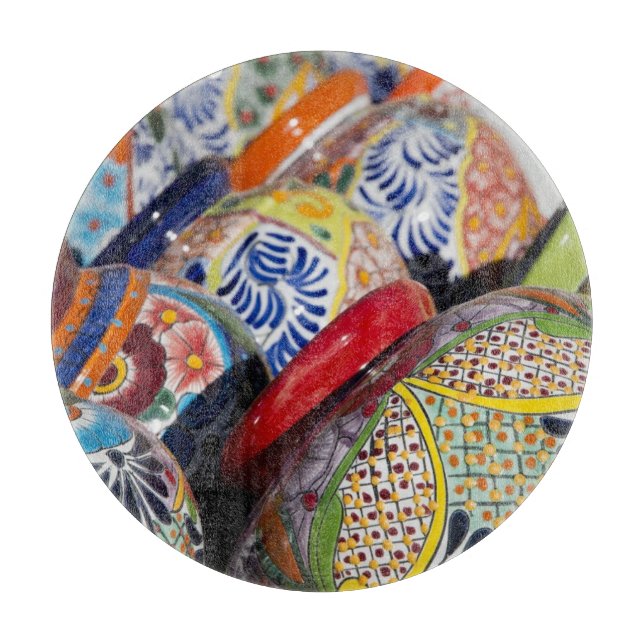 Farbige handbemalte mexikanische Töpferei Schneidebrett (Vorderseite)