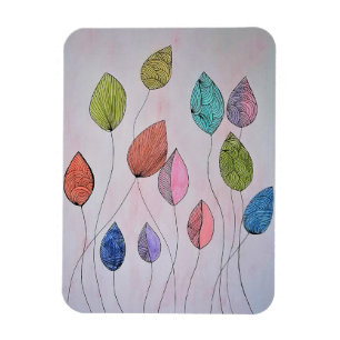 Farbige handgezeichnete botanische Blätter Kunstma Magnet