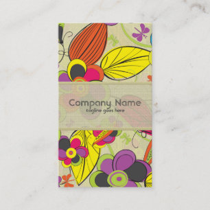 Farbige handgezeichnete Retro-Mode-Blumen-Design Visitenkarte