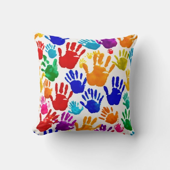 Farbige HandPrint Kissen (Vorderseite)