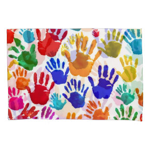 Farbige HandPrint Kissenbezug