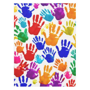 Farbige HandPrint Tischdecke