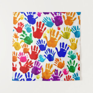 Farbige HandPrint Wandteppich