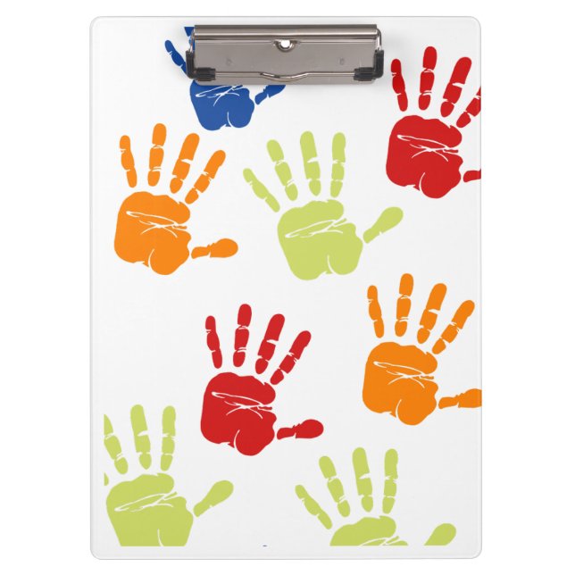 Farbige Handprint-Zwischenablage Klemmbrett (Vorderseite)