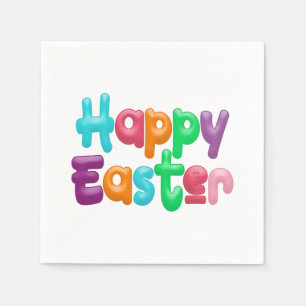 Farbige Happy Ostertypografie  Papier Napkin Serviette