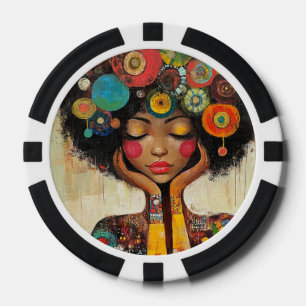 Farbige Harmonie der schwarzen Frau  Pokerchips