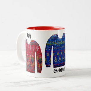 Farbige, hässliche Weihnachtssüßer Zwei-Tone-Kaffe Zweifarbige Tasse
