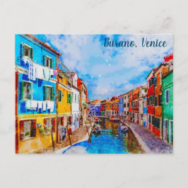 Farbige Häuser in Burano, Venedig, Italien. Postkarte
