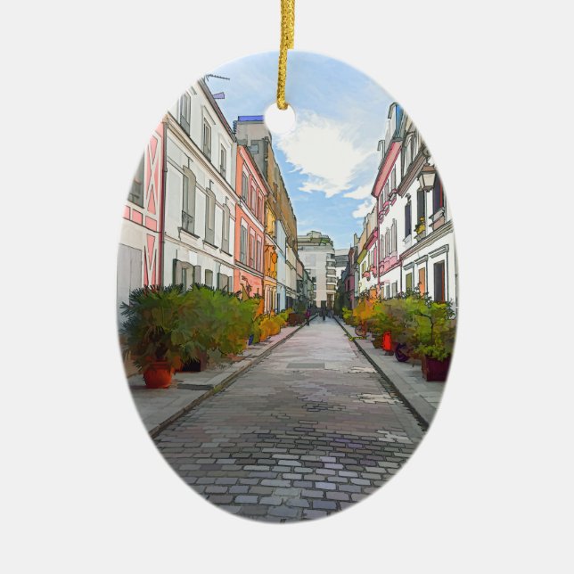 Farbige Häuser in der Rue Cremieux - Paris Keramik Ornament (Vorne)