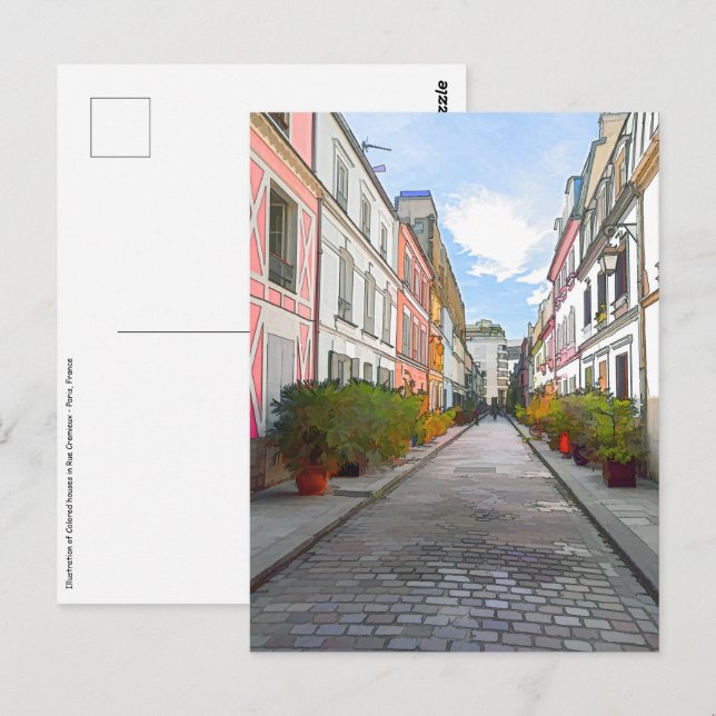 Farbige Häuser in der Rue Cremieux - Paris Postkarte (Vorne/Hinten)
