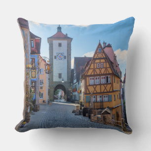 Farbige Häuser in Rothenburg, Deutschland Kissen