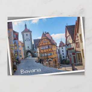 Farbige Häuser in Rothenburg, Deutschland Postkarte