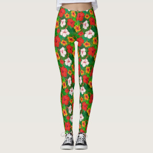 Farbige hawaiianische Blume Tropischer Hibiskus Leggings
