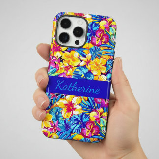 Farbige Hawaiianische Tropische Blumen-Palm-Namens iPhone 16 Pro Max Hülle