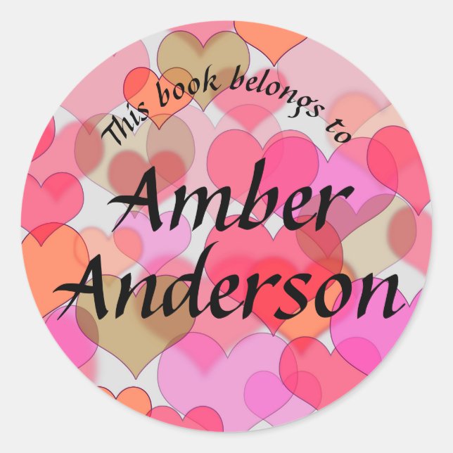 Farbige Hearsticker für Bücher Runder Aufkleber (Vorderseite)