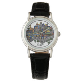 Farbige hebräische Jerusalem-Keramik Armbanduhr