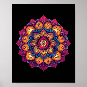 Farbige Heilige Geometrie Mandala Lotus Yoga Poster