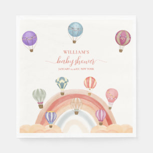 Farbige Heißluftballon-Regenbogen-Baby-Party Serviette