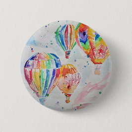 Farbige Heißluftballons Aquarellmalerei Button