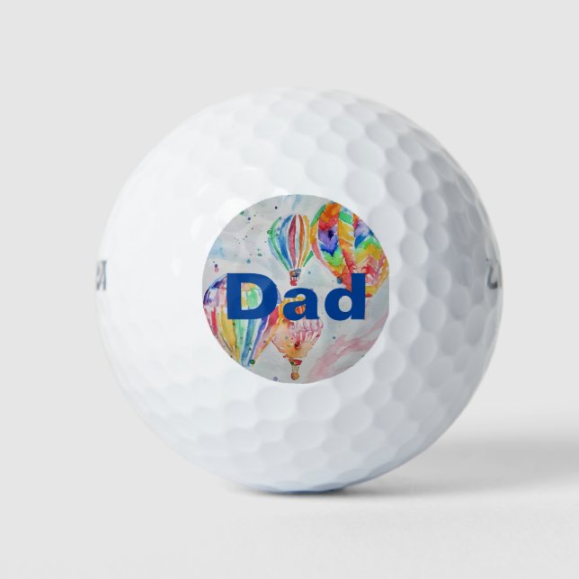 Farbige Heißluftballons Aquarellmalerei Golfball (Vorderseite)