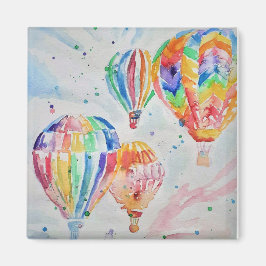 Farbige Heißluftballons Aquarellmalerei Magnet