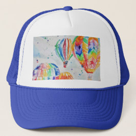 Farbige Heißluftballons Aquarellmalerei Truckerkappe
