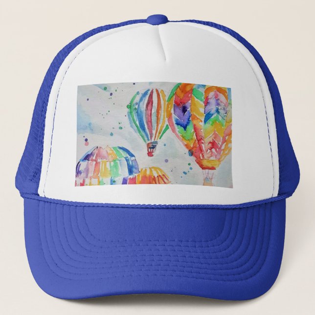 Farbige Heißluftballons Aquarellmalerei Truckerkappe (Vorderseite)