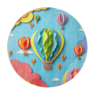 Farbige Heißluftballons Himmel Muster Schneidebrett