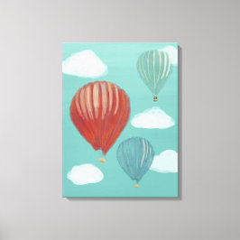 Farbige Heißluftballons und weiße Wolken Leinwanddruck