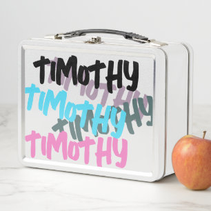 Farbige, helle Graffiti Stil Coole Kinder Name Metall Brotdose