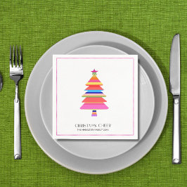 Farbige Helle Moderne Weihnachtsbaum Serviette