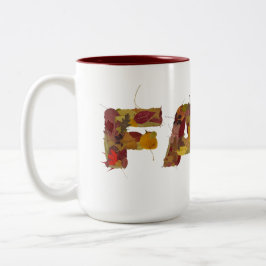Farbige Herbst getrocknete Blätter Fette Typografi Zweifarbige Tasse
