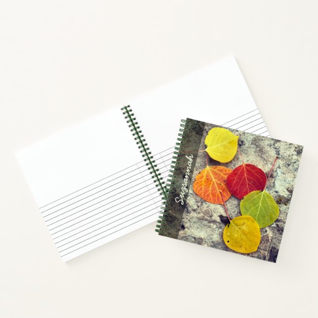 Farbige Herbstaspielen Blätter Foto Personalisiert Notizbuch (Innenseite)