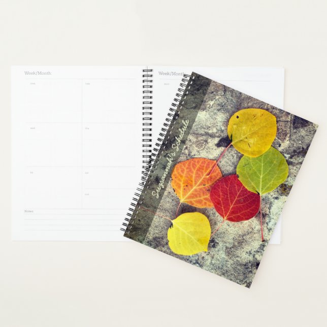 Farbige Herbstaspielen Blätter Foto Personalisiert Planer (Anzeige)