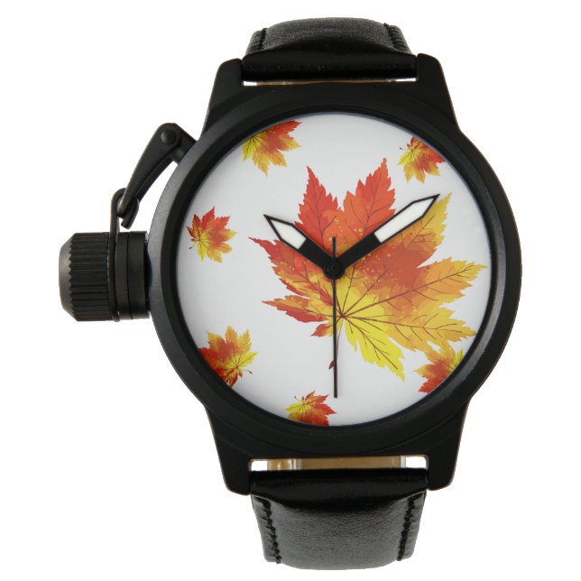 Farbige Herbstblätter Armbanduhr (Vorderseite)