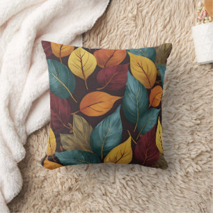 Farbige Herbstblätter auf dunklem Hintergrund Kissen