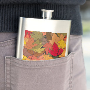 Farbige Herbstblätter Flachmann