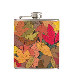 Farbige Herbstblätter Flachmann